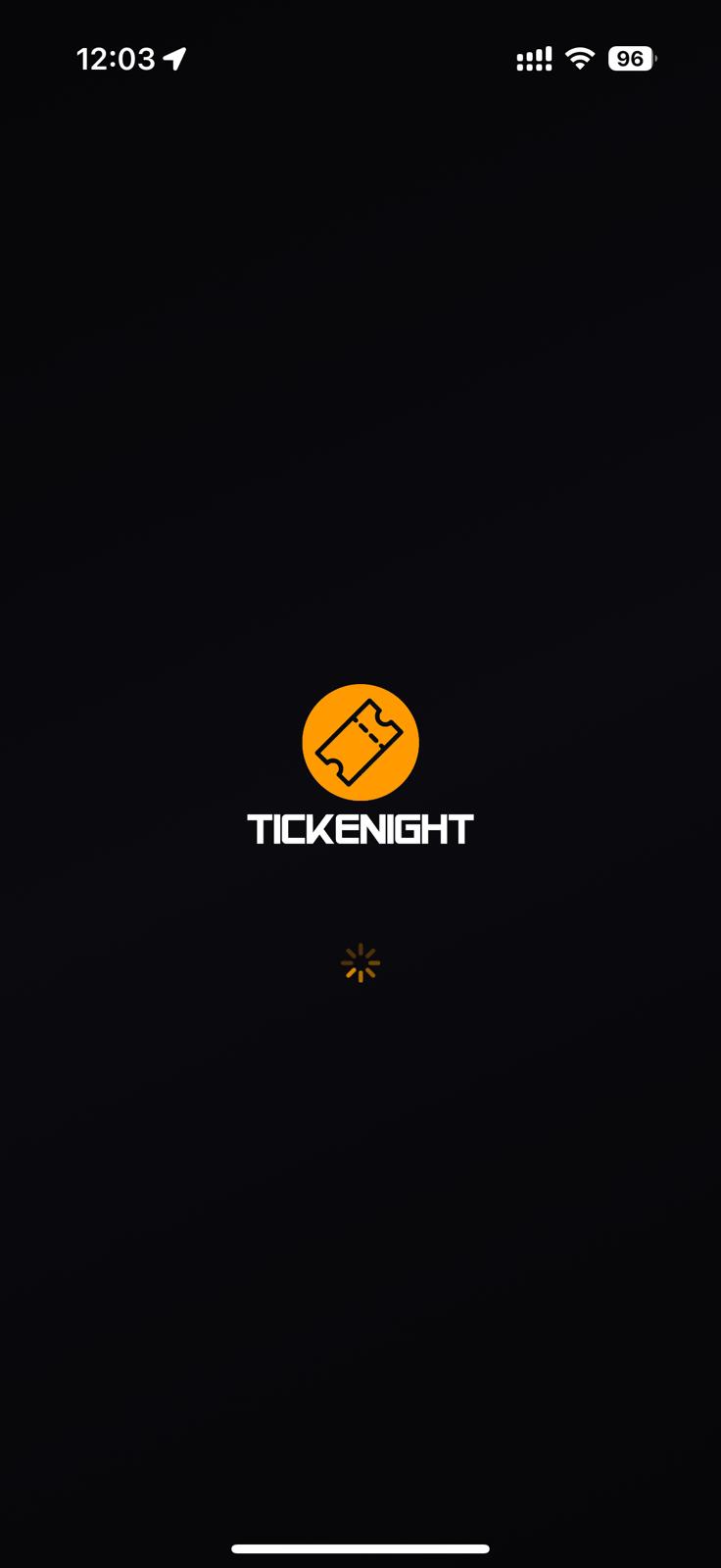 Tickenight Access iOS — pantalla de inicio